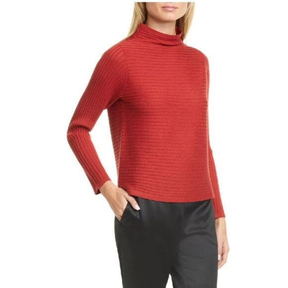 EILEEN FISHER Rib Merino Wool Sweater - Picture 1 of 6